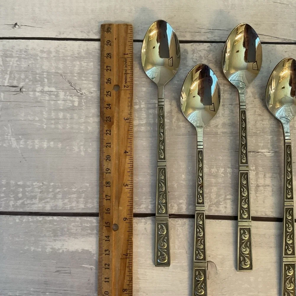 Riviera RIF4 Stainless Flatware Japan Set Of 7 Iced Tea Spoons MCM Vintage